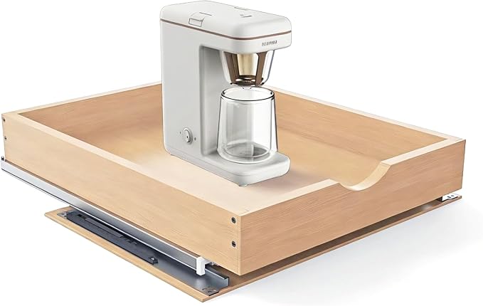 Pull Out Drawers for Cabinet Wood 17.5" Wx23 D Slide Out Organizer | Pull Out Cabinet Organizer, Solid Wood with Soft Close Bottom Rails, 57 LB Capacity, Waterproof Coating Suit Kitchen Bathroom by Mobirex
