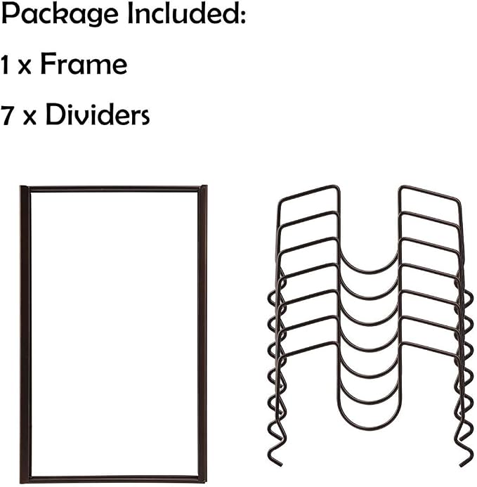 Toplife Pot Lids Organizer Rack for Cabinet and Countertop, 7+ Pan Lids and Bakeware Organizer Rack Holder with 7 Adjustable Compartments - Brown - Image 5