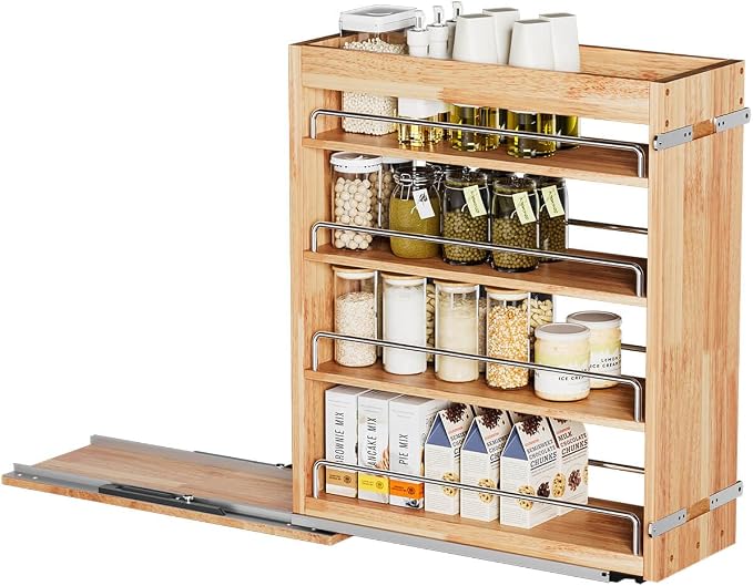 OCG 4 Tier Pull Out Spice Rack Holder Shelves (8" W x 22" D), spice organization for cabinet Storage Organization, pull out spice racks for inside cabinets - Image 4