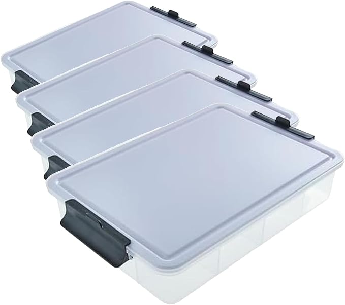 Farberware Small Build-a-Board Snacklebox with Locking Plastic Cutting Board Lid, Portable Charcuterie Storage with 7 Compartments (Pack of 4) by Farberware