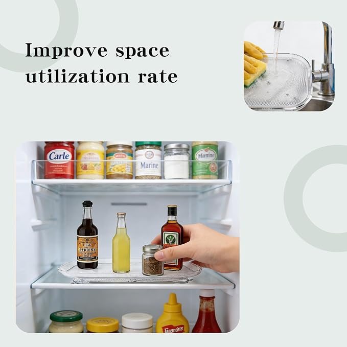 2-Pack Fridge Organizers and Storage,360° Refrigerator Lazy Susan for Fruits/Spices, Pantry Lazy Susan Kitchen Rotating Tray - Image 3