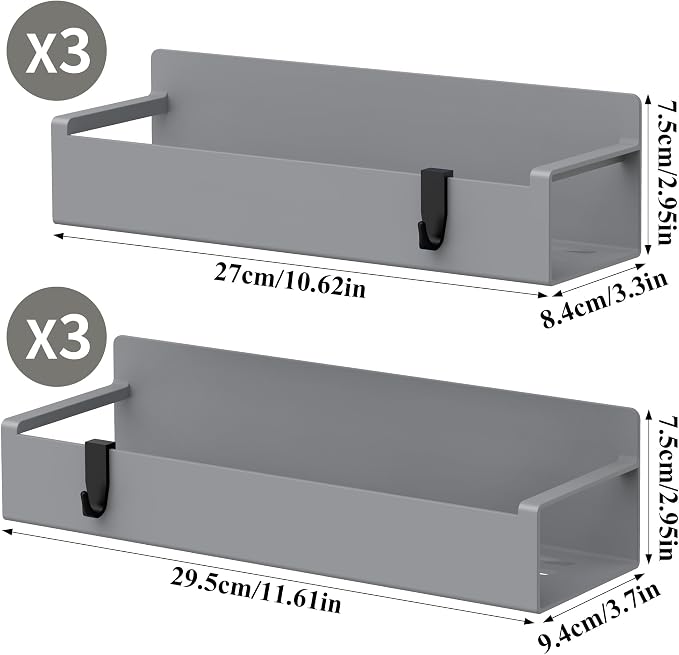 HuggieGems 6 Pack Magnetic Spice Rack Organizer for Refrigerator and Oven, Dark Grey Fridge Organizers and Storage for Kitchen - Image 8