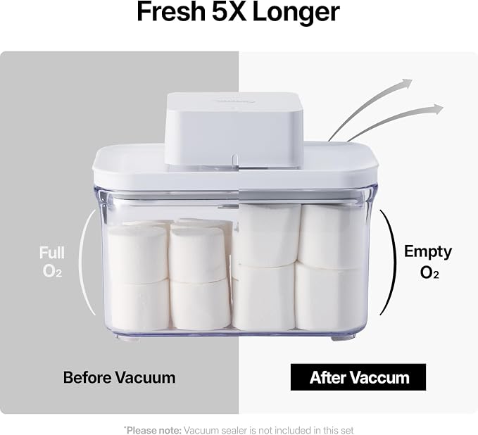 VAKUEN Premium Airtight Food Storage Containers, Square 2PC/Set(1.48qt/1.5Lx2pcs), Smart One-Click Seal Lid, No Hinges, 100% Leak Proof, BPA-FREE, Dishwasher, Freezer & Microwave Safe - Image 3