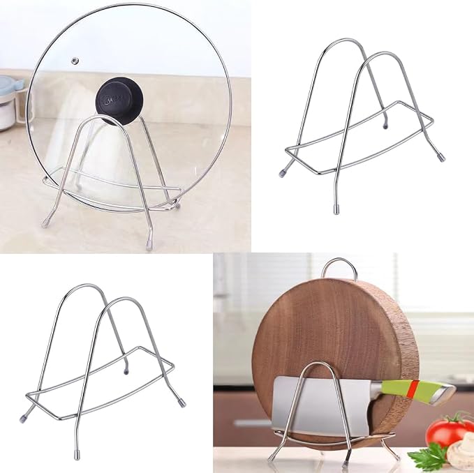 2 Pack Cutting Board Rack Stainless Steel Wire Type Cutting Board Holder Stand Organizer Storage for Wooden Cutting Boards Bamboo Chopping Board Pot Cover Pan Lid Countertop Kitchen - Image 4