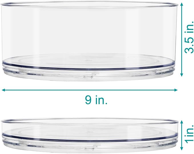 Sorbus 9 Inch Clear Lazy Susan Organizer Set, 2 Flat Turntable Organizer for Spice Organization for Cabinet, 1 Tall Lazy Susan for Kitchen, Home, Office, Closet, Classroom, Laundry Room Organization - Image 6
