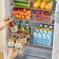 2Pack Roll Out Fridge Caddy Bins Pull Out Drawer with Wheels Refrigerator Organizer Bins with Handles Divided Fruit Caddy for Fridge Pantry Cabinet Storage Cans Drinks by MineSign