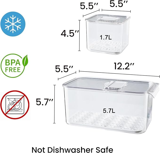 Fresh Produce Saver for Refrigerator, 3 Pcs Food Fruit Lettuce Keeper Containers, Salad Vegetable Storage Organizers Stackable, BPA-free Stay Fridge Storage Containers - Image 6