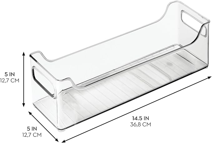 InterDesign iDesign Stackable Plastic Pantry Bin with Handles for Cabinets or Fridge, Clear, Made in USA (Pack of 4) - Image 3