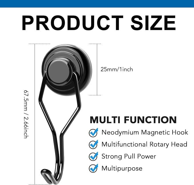 LOVIMAG 85lbs+ Magnetic Magnet Hooks 2026 Cruise Cabin Ship Essentials | Heavy Duty Strong Refrigerator Fridge Hanging for Classroom Beach Vacation Kitchen Grills Home Mug Hanger (12 Pack) - Image 2