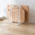 SUNFICON Cutting Board Rack Chopping Board Organizer Pot Pan Lids Holder Thin Bakeware Baking Tray Drying Display Stand Kitchen Countertop Cupboards Cabinet Office Sturdy Metal 4.92x5.7x8.47 in.White by SUNFICON
