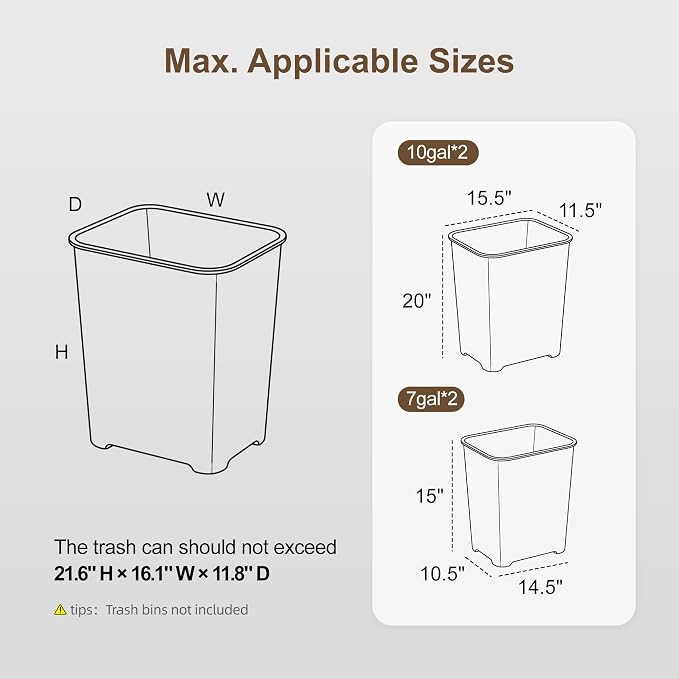 Double Pull Out Trash Can Cabinet 2x13 Gallon, Side Storage Rack, Black | Pet Proof, Freestanding Kitchen Cabinet, Garbage Recycling, Laundry Hamper, Modern Farmhouse Waste Bin Furniture - Image 4
