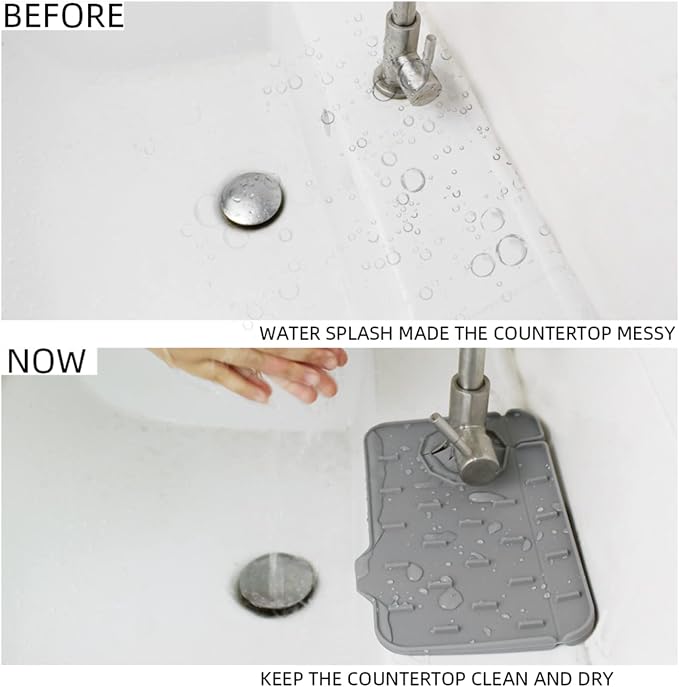 2-Pack Bytelive Silicone Sink Mat, Mini Sink Splash Guard and Soap Sponge Holder for Kitchen Countertop Protect with Self Draining Design (8.3" x 5.7", 2-Pack Gray) - Image 4
