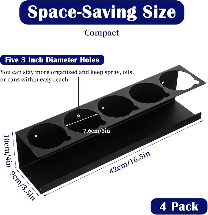 4-Pack 5 Holes Spray Can Holder Bottle Organizer Wall-Mounted Spray Paint Can Rack Organizer for Garage, Workshop & Home - Image 3