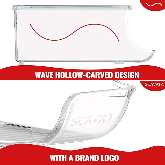 SCAVATA 4 Pack Stackable Refrigerator Organizer, Soda Can Dispenser Pop Cans Container Beverage Holder with Lid for Fridge, Freezer, Kitchen, Clear Plastic Storage Bins-Holds 10 Cans Each - Image 5