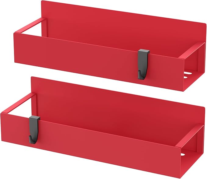 2 Pack Magnetic Spice Storage Rack Organizer for Refrigerator and Oven, Red Fridge Organizers and Storage | Magnetic Shelves Heavy Duty for Fridge in Kitchen, Seasoning Storage Organizer, For Oven Washer and Dryer, For Heavier Items - Image 5