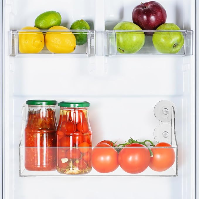 1PCS Fridge Drink Organizer Suction Cup Acrylic Refrigerator Soda Can Holder Transparent Beverage Storage Shelf for Fridge Door and Kitchen Wall 14.05x5.78x2.75 Inch - Image 7