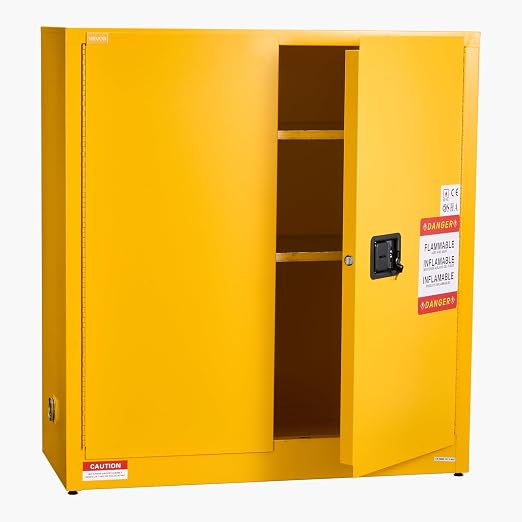 VEVOR Flammable Cabinet 18" x 43" x 46", 29 Gallon Flammable Storage Cabinet with Adjustable Shelf, Cold-Rolled and Galvanized Steel Fire Cabinets, for Commercial Industrial Home Use, Yellow - Image 9