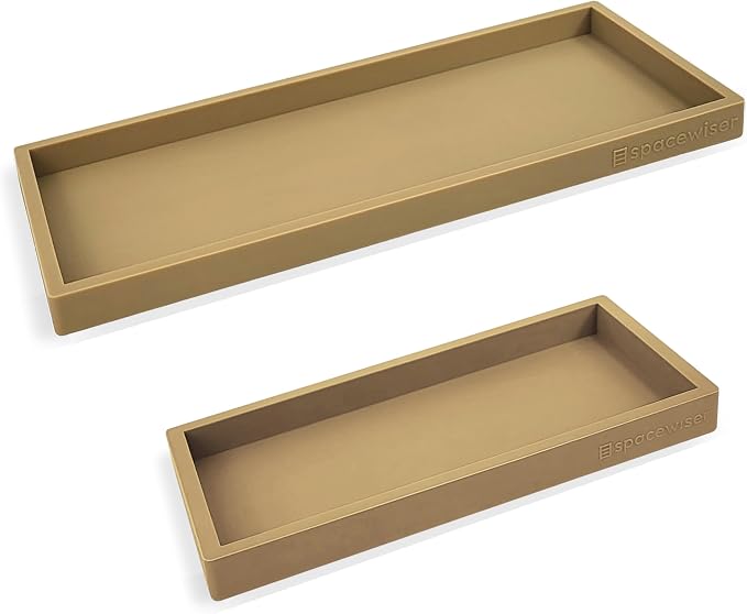 Countertop & Vanity Silicone Tray – 2 PC (11.7" & 7.7") Set | Bathroom Tray & Kitchen Soap Tray Set, Bathroom Counter Tray, Kitchen Sink Dish Soap Tray for Countertop Organization by Spacewiser