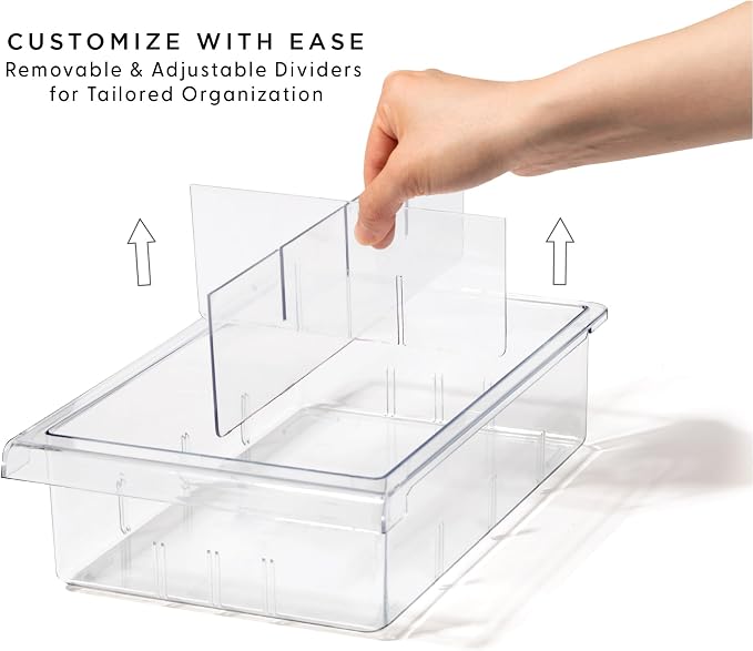 BINO | Pull-out Fridge Organizer | THE HANGER COLLECTION | Fridge Drawer Organizer with 2 Dividers | Clear Pantry Drawer Organizers | Shelf Holder Storage Drawers for Fruits, Veggies & Drinks - Image 4