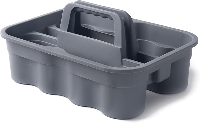 Matthew Large Plastic Tote Tool & Deluxe Supply Cleaning Caddy with Handle Portable Shower Basket Storage Caddy for Cleaning Products Organizer,Take-Out Coffee/Soft Drink,Bath Multi Use - Gray - Image 5