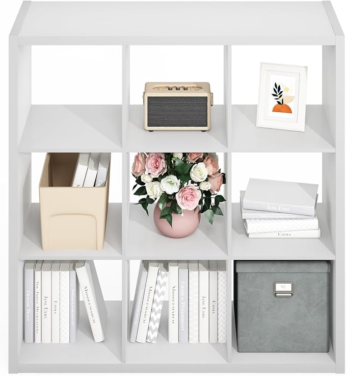 Furinno Simple 9-Cube Storage Organizer, Display Shelf, White | Extra Thick Frame, Open Back Shelving Unit, Storage Shelves, for Organization and Storage, Living Room, Home Office - Image 6