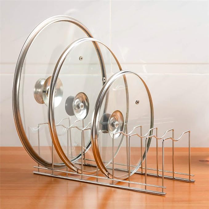 SANNO Pot Pan Lid Holder Organizer Pot Lid Rack Holder Suitable for Bakeware Dish Plate, Cutting Boards, Pots & Pans, Serving Trays Cabinet Pantry 2 pack - Image 5