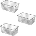 16" L x 12" W Wider Freezer Storage Organizer Baskets Container, Metal Wire Chest Upright Refrigerator Divider Bins with Built-in Handles for Cabinet, Pantry, Closet, Kitchen, Black by Y.Z.Bros