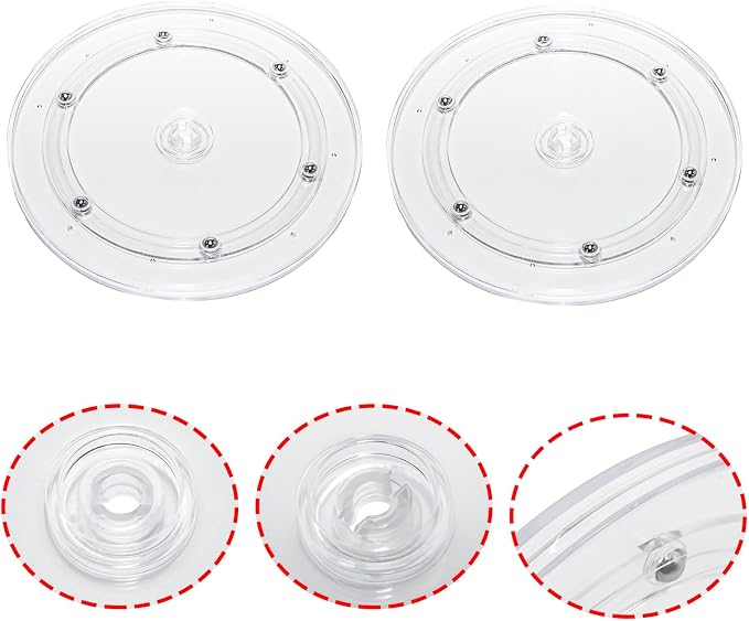 2Pcs Clear Acrylic Lazy Susan 7 Inch Turntable Organizer Bearings | Mini Lazy Susan, Small Lazy Susan Turntable, 360° Rotating Swivel Plate for Spice Rack, Cosmetic, Cake, Pantry, DIY Display - Image 4