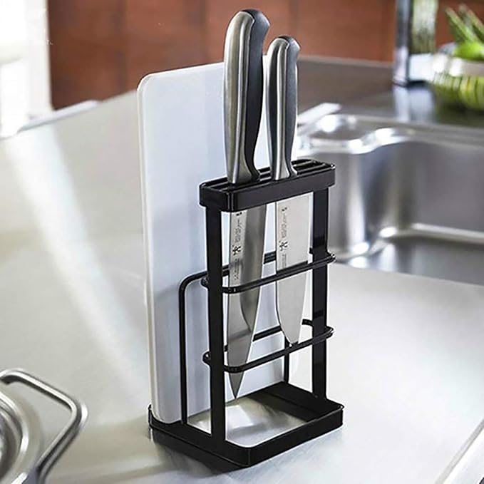 VANRA Metal Steel Cutting Board Holder Knife Block Kitchen Organizer Pantry Bakeware Rack Pan Pot Cover Lid Rack Stand (Bronze) - Image 6