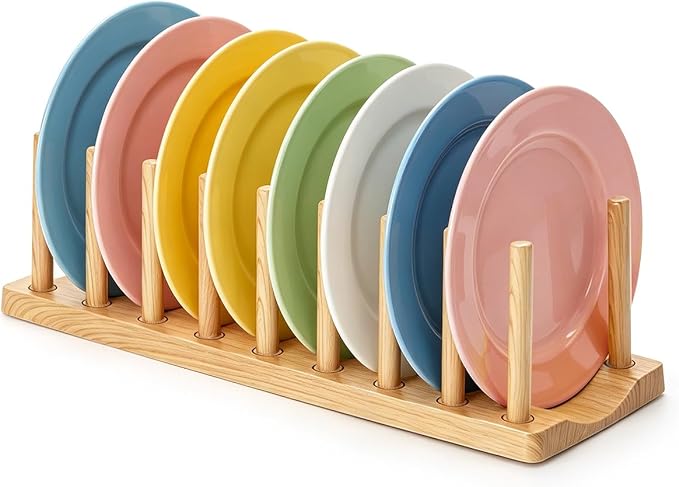 HOMQUEN Pot Lid Organizer, Sturdy Plastic Pan Lid Organizer Rack, 8 Adjustable Compartments - For Cabinet and Countertop, Pot Lids, Pans, Plates, Bowls, Cups, Cutting Boards and Books by HOMQUEN