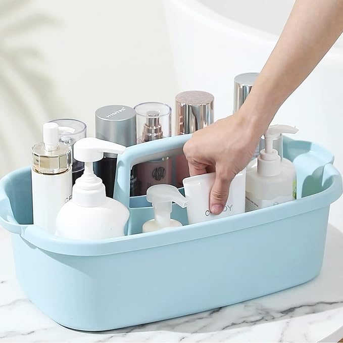 Large Cleaning Supplies Caddy Portable Shower Caddy Basket Blue 2 Pack | Sturdy Supply Organizer with Handle Plastic Bucket Tool Storage for Bathroom Bedroom Kitchen Garden College Dorm Essentials - Image 6