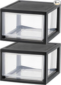IRIS USA 6 Pack Plastic Drawer Storage Organizer, Stackable Unit with Sliding Drawers for Kitchen, Bathroom, Bedroom, Office, 14.5 Quart, Black by IRISUSA