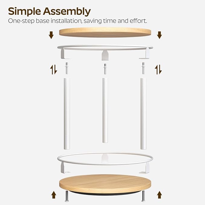 Lazy Susan Organizer, Rotating Spice Rack, 2 Tier Spice Turntable Organizer, Industrial Turntable Spice Holder, for Kitchen Countertop, Compact and Versatile, White and Natural SR22WN - Image 5