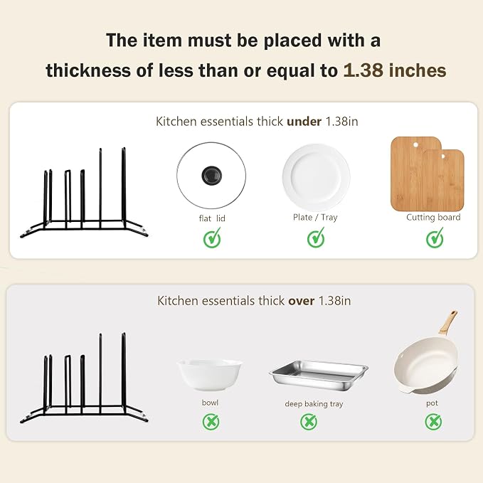 Pot Lid Organizer and Cutting Board Holder, Stainless Steel Kitchen Storage Rack for Lids and Boards, Space-Saving Cooling Rack Organizer for Countertop and Cabinet [1-Pack] Black - Image 2