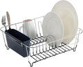Dish Drying Rack & Cutlery Holder 2 Piece Set Compact Sink-Fitting Dish Drainer with Rubberized Undercoating Space-Saving Kitchen Organizer for Plates, Cups, Bowls & Utensils In Sink, Navy by SweetHomeCollection