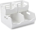 HOMESTEAD Stackable Solid Wood Storage Bins for Kitchen Pantry & Countertop, Ventilated Potato and Onion Basket Organizer with Handles, Wooden Produce Storage Containers, 3-Pack, White by Homestead