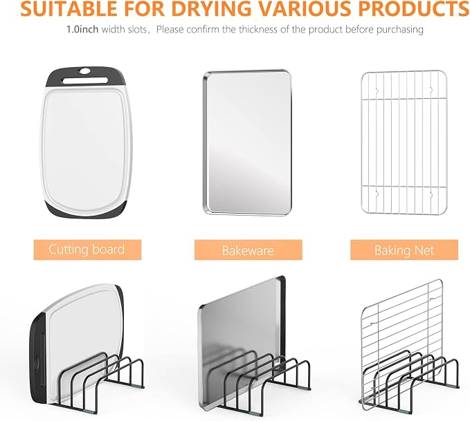 Cutting Board Storage Rack, Compact Cutting Board Organizer, Chopping Board Storage Stand Rack, Bakeware & Cookie Pan Sheets Organizer (2PCS 1.0 Inch) - Image 5