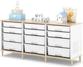 TOOLF 12 Drawers Storage Cabinet with Wooden Top and Plastic Bins, White | Toy Shelf Storage Chest Cubby Organizer, for Home, Office, Playroom, Classroom & Craft Room by TOOLF