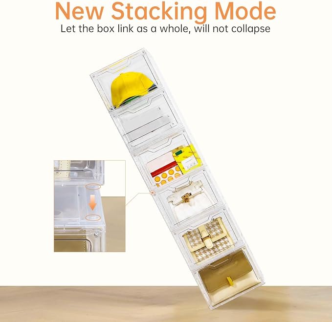 10 Pack Clear Storage Bins with Lids, 19 Qt Closet Organizers and Storage | Stackable, Magnetic Doors, Clothes Organizers and Storage, Purse Organizer, Craft Containers - Image 8