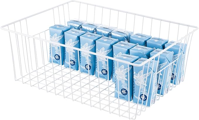 16" L x 12" W Wider Freezer Storage Organizer Baskets Container, Metal Wire Chest Upright Refrigerator Divider Bins with Built-in Handles for Cabinet, Pantry, Closet, Kitchen（3 Pack） - Image 2