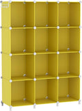 AWTATOS Cube Storage Organizer Closet Organizers 12 Cube Storage Shelves | Protable Closet for Kids DIY Stackable Cube Shelves Bookshelf Clothes Organizer for Bedroom, Home, Yellow by AWTATOS