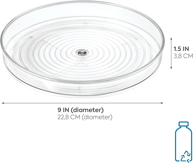 iDesign 9-Inch Lazy Susan Organizer | Small Turntable, For Cabinet or Pantry, Clear - Image 2