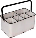 Creative Co-Op Distressed White Metal Caddy with 6 Compartments by Unknown