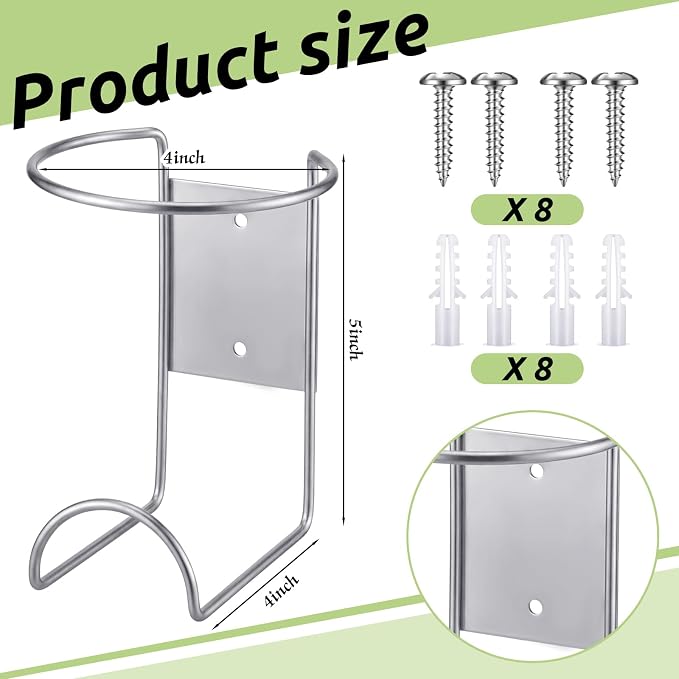 CroBlissful 4 Pcs Spray Bottle Holder Wall Mount Heavy Duty Spray Bottle Rack Stainless Steel Storage Rack Garage Can Organizer Craft with Hardware (Silver) - Image 2