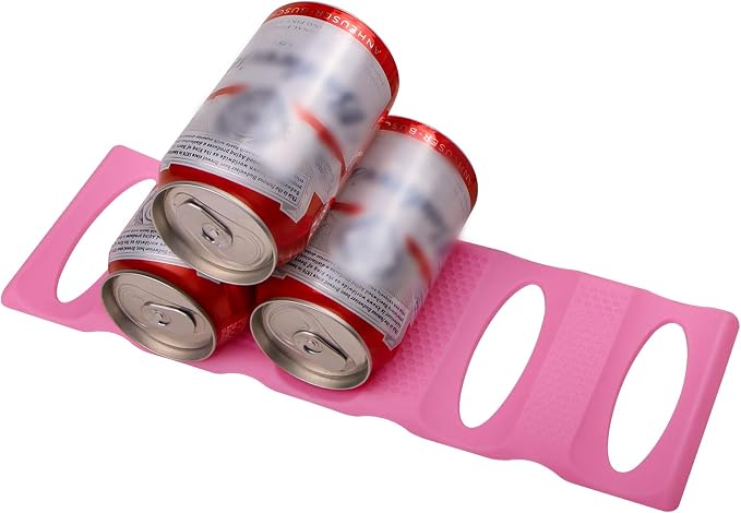 Webake Can Organizer for Pantry 2 Pack Silicone Bottle and Can Stacker Mat, Can Holder Storage Rack Space Saver for Refrigerator, Kitchen, Cabinet, Countertop, Shelf (Pink) - Image 5