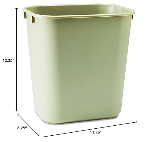 Rubbermaid Commercial Products Receptacle Wastebasket, 3.25-Gallon/12-Quart, Beige, Plastic, Garbage Can for Home/Office, Fits Under Desk/Sink/Cabinet - Image 2