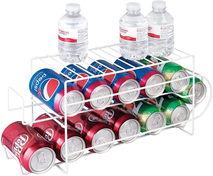mDesign Food Storage Rack - 2 Tier Metal Storage Shelves for Canned Food - Kitchen Food Rack Suitable for The Pantry, Cabinets and Drawers - White by mDesign