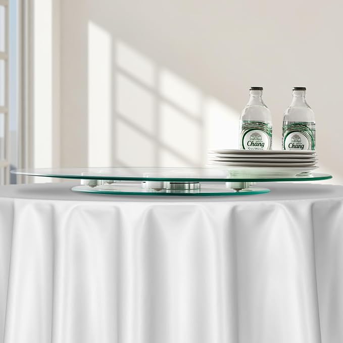 VEVOR 24 in Glass Lazy Susan Turntable, Tempered Glass Dining Table Centerpiece with 6 Rotating Wheels, 360° Smooth and Silent Spin Tabletop Rotating Tray, for Family Gatherings, Banquets & Weddings - Image 8