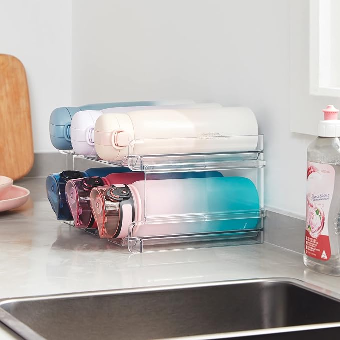 Lifewit 2 Tier Stackable Water Bottle Organizer for Cabinet, Plastic Bottle Holder Fits 6 Bottles/Tumblers up to 3.8" Diameter for Pantry/Countertop/Cupboard, 28 x 19 x 15 cm/11 x 7.5 x 5.7" - Image 9