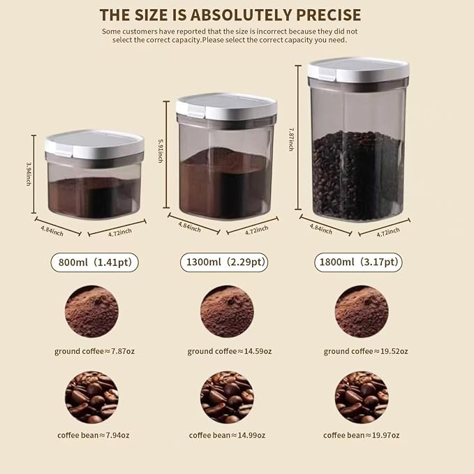 15oz Coffee Canister, Airtight Storage Container, 1300ml | Food Storage Container with Magnetic Scoop, Kitchen Jar for Grounds, Beans, Tea, Sugar, Flour, Cereal - Image 5